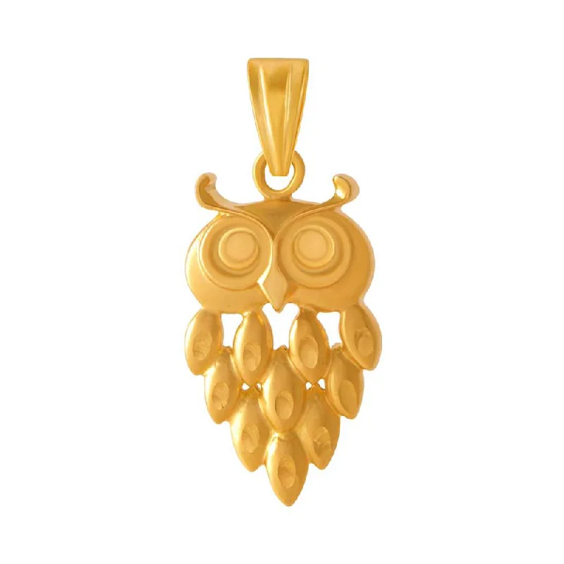 minimalist charm bar necklace-14k Owl Shape Gold Pendent