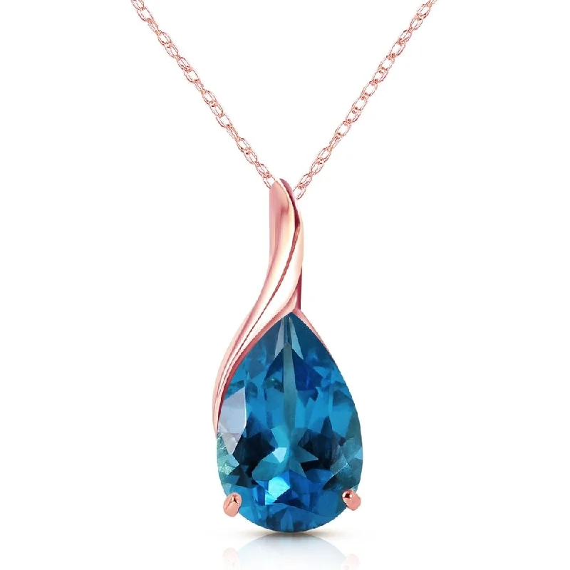 diamond and gold pendant necklace-14K Rose Gold Blue Topaz New Genuine Deluxe Necklace