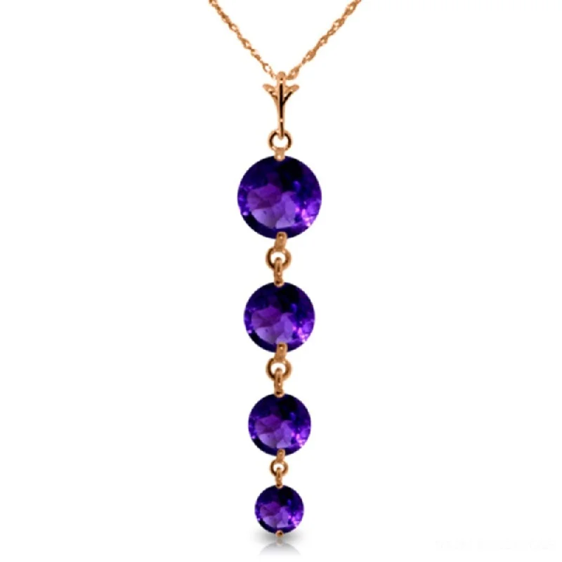 celestial necklace for women-14K Rose Gold Purple Amethyst Class Deluxe Necklace