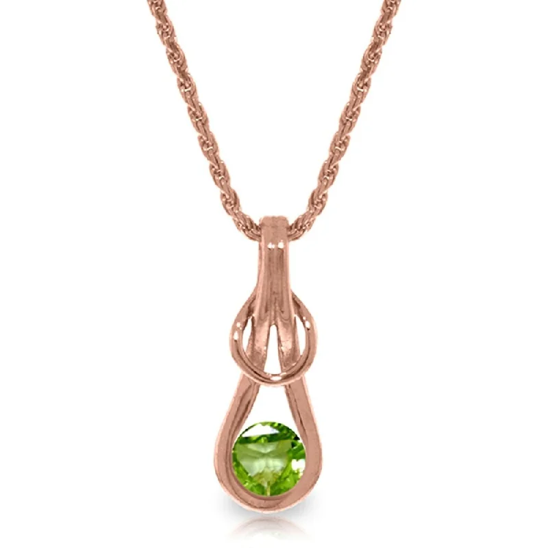 silver initial pendant necklace-14K Solid Rose Gold Necklace with Natural Peridot