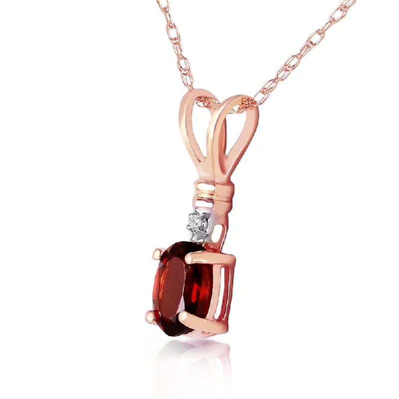 men’s pendant necklace with initials-14K Solid Rose Gold Necklace withNatural Diamond & Garnet