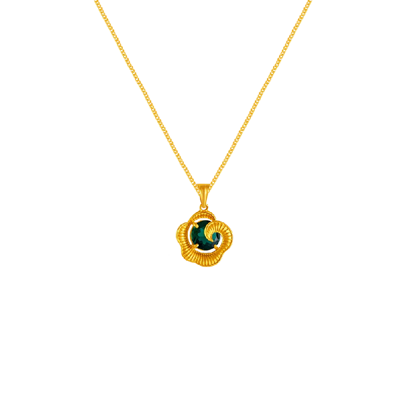 sterling silver pendant chain necklace-14k Swirl Gem Gold Pendant From Amazea Collection