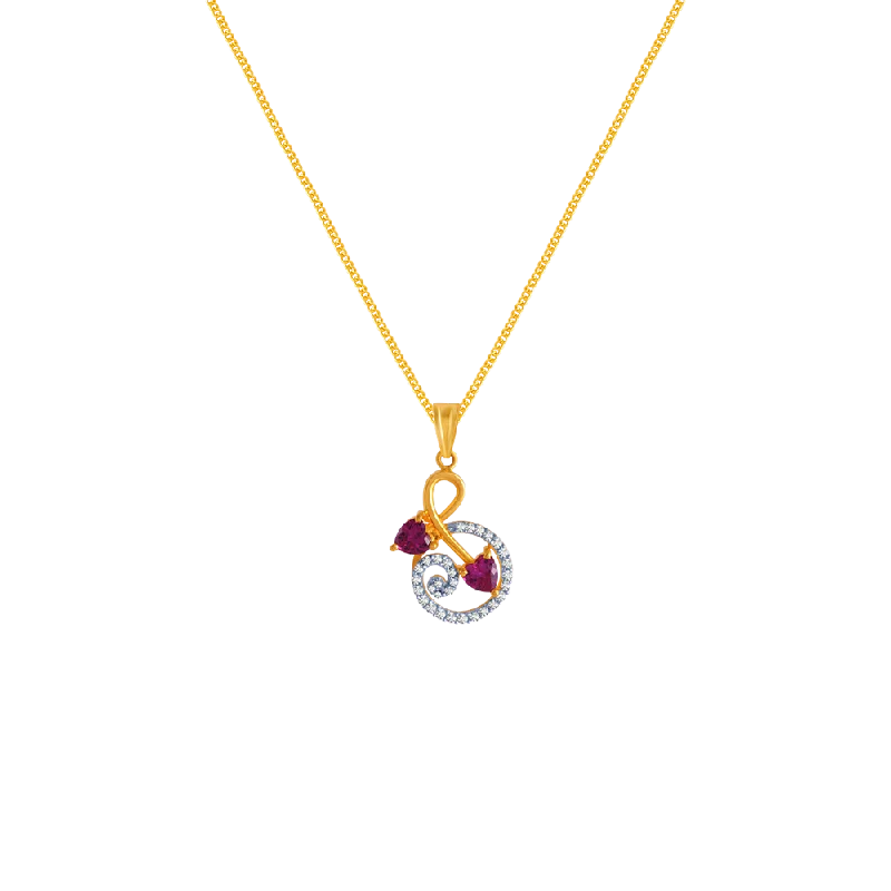 silver moon charm necklace-14k Swirl Gem Gold Pendant From Amazea Collection