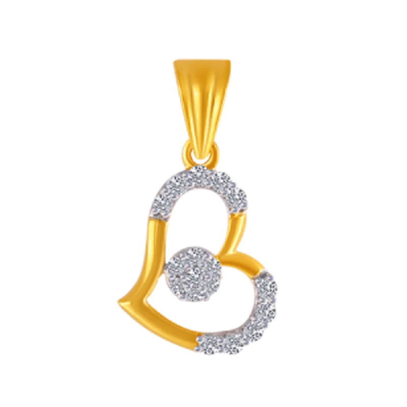 rose gold initial necklace-14KT (585) Yellow Gold And American Diamond Pendant For Women