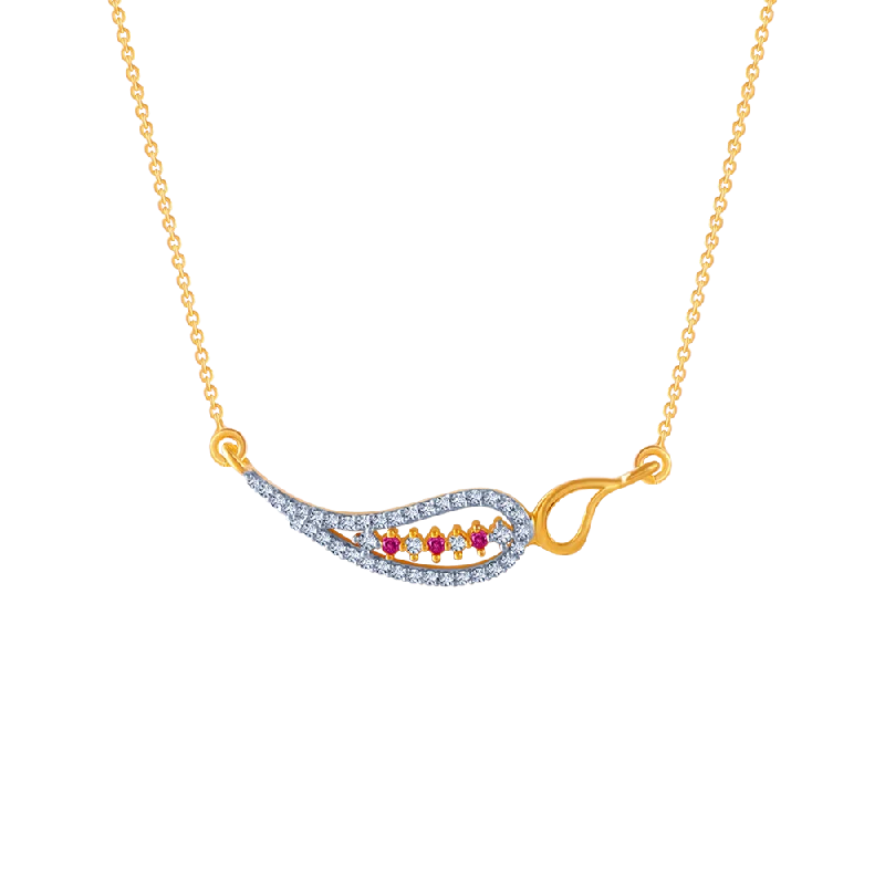 statement heart necklace-14KT (585) Yellow Gold And American Diamond Pendant For Women