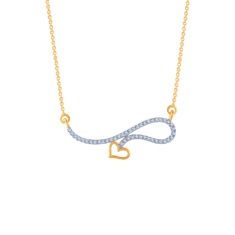 custom nameplate pendant necklace-14KT (585) Yellow Gold And American Diamond Pendant For Women