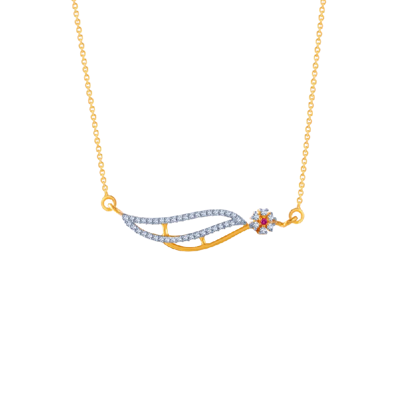 vintage gold pendant necklace for women-14KT (585) Yellow Gold And American Diamond Pendant For Women