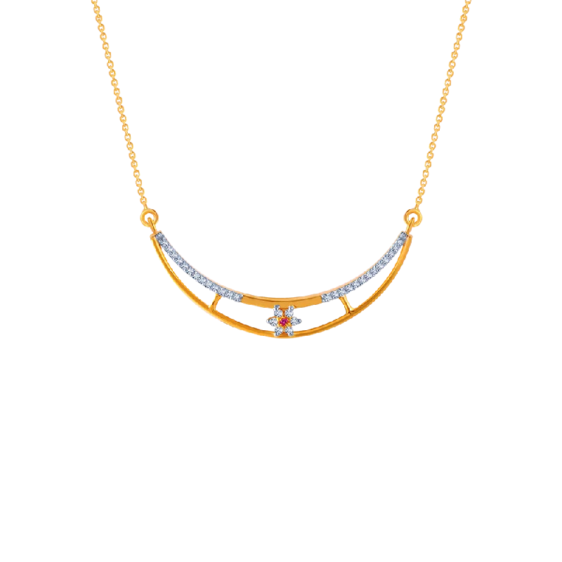 handmade gemstone necklace-14KT (585) Yellow Gold And American Diamond Pendant For Women