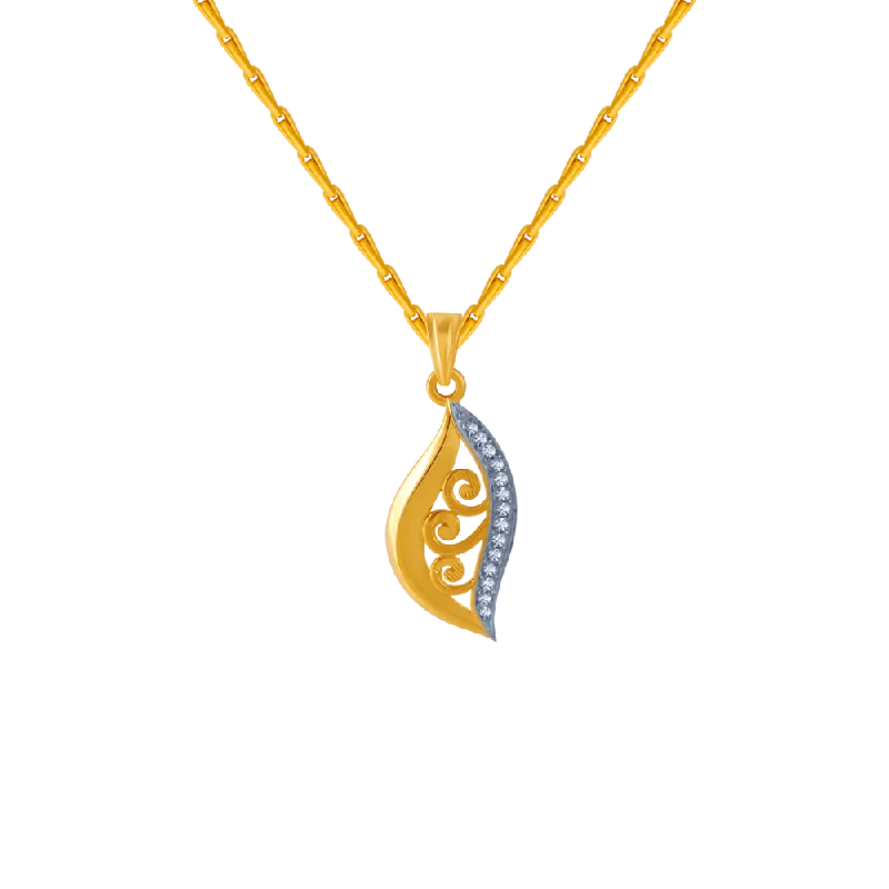 custom circle pendant necklace-14KT (585) Yellow Gold And American Diamond Pendant For Women