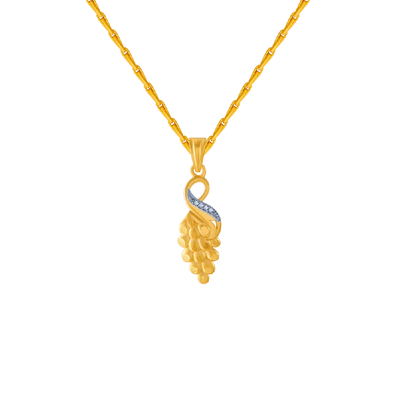 custom sterling silver necklace with name-14KT (585) Yellow Gold And American Diamond Pendant For Women