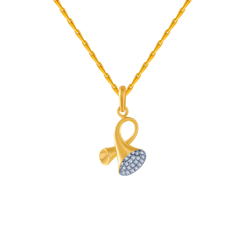 luxury charm necklace-14KT (585) Yellow Gold And American Diamond Pendant For Women