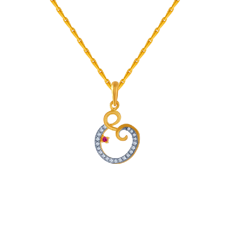 personalized choker necklace-14KT (585) Yellow Gold And American Diamond Pendant For Women