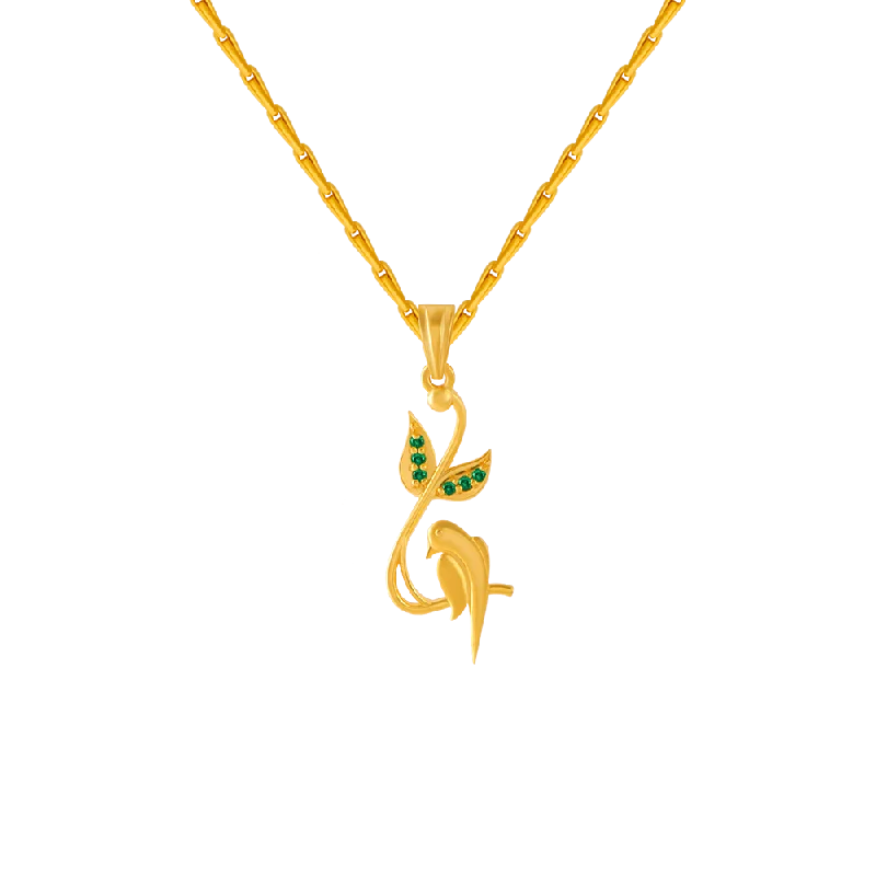 diamond and gold pendant necklace-14KT (585) Yellow Gold And American Diamond Pendant For Women