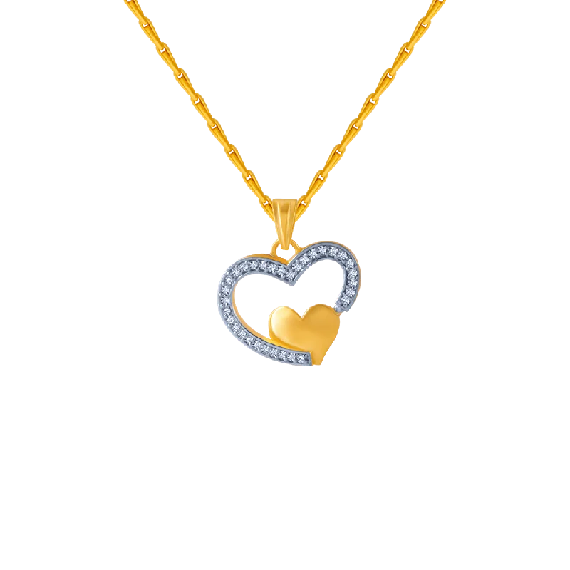 sterling silver infinity pendant necklace-14KT (585) Yellow Gold And American Diamond Pendant For Women