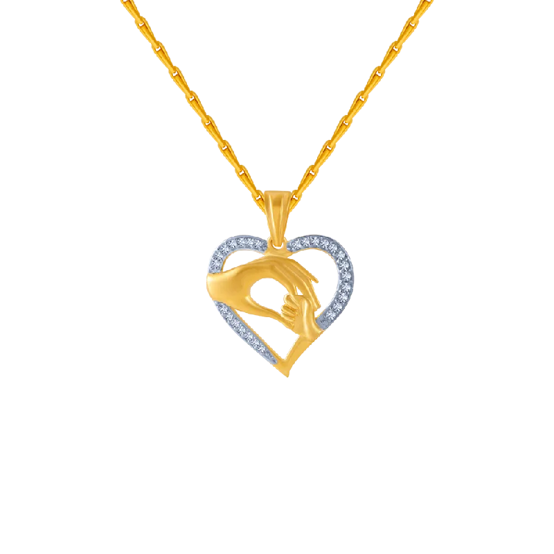 unique silver necklace-14KT (585) Yellow Gold And American Diamond Pendant For Women