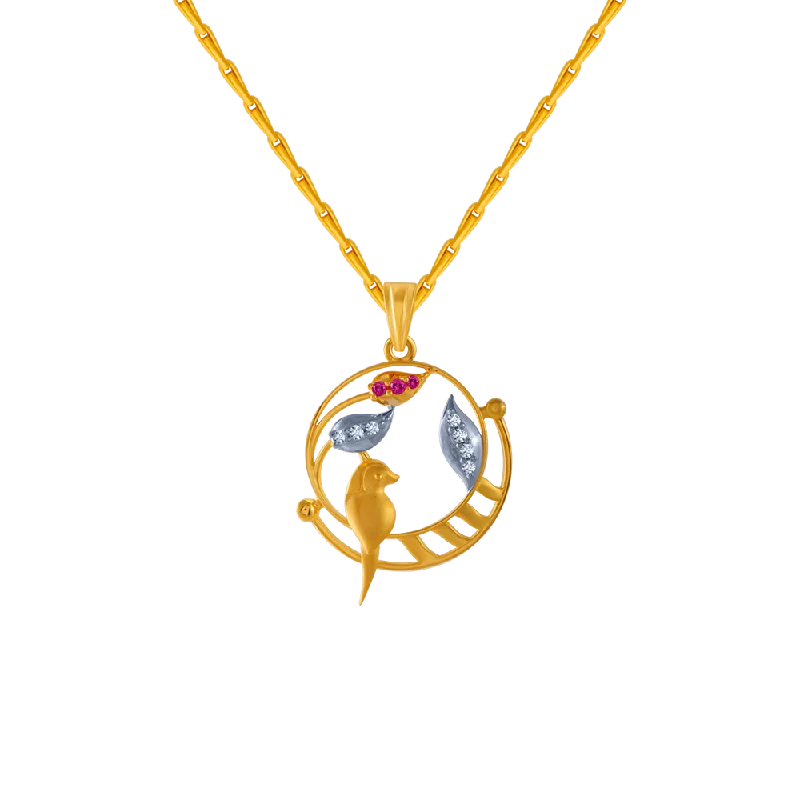 handmade bar pendant necklace-14KT (585) Yellow Gold And American Diamond Pendant For Women