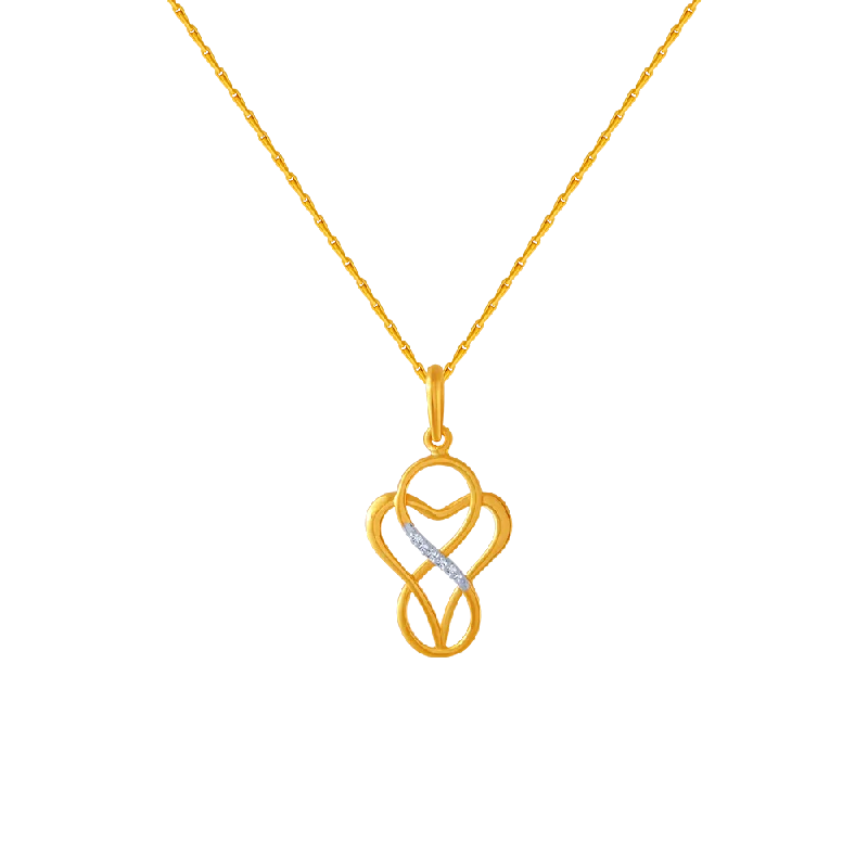 infinity love charm necklace-14KT (585) Yellow Gold And American Diamond Pendant For Women