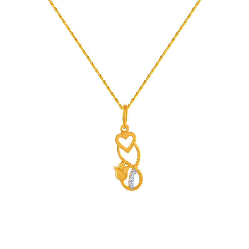 personalized family tree necklace-14KT (585) Yellow Gold And American Diamond Pendant For Women