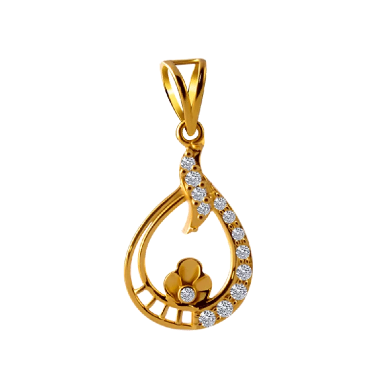 silver choker with pendant-14KT (585) Yellow Gold Pendant For Women