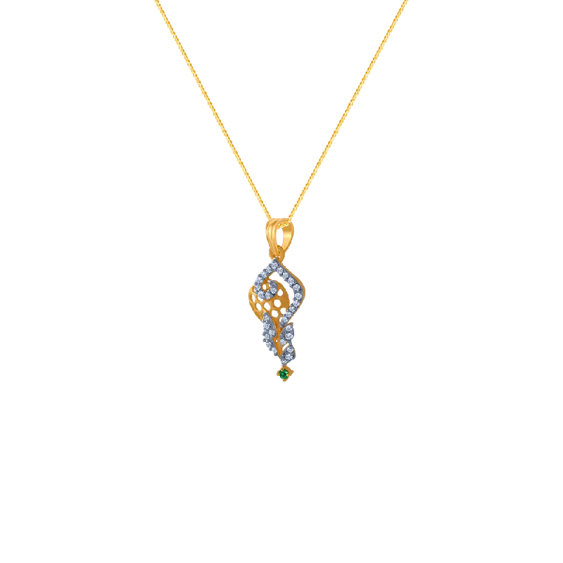 engraved charm necklace-14KT (585) Yellow Gold Pendant For Women