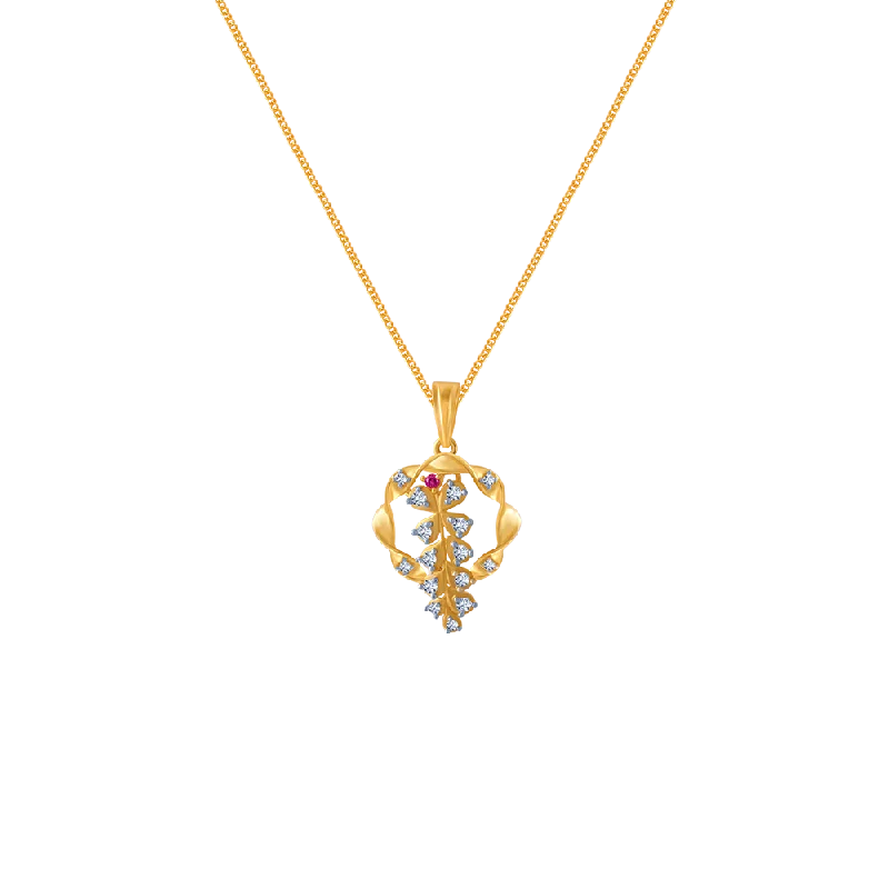 crystal bar necklace-14KT (585) Yellow Gold Pendant For Women