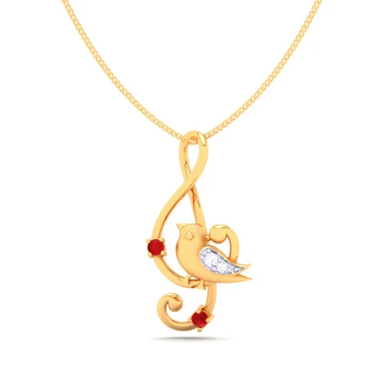 celestial charm pendant necklace-14KT Musical Note Bird Gold Pendant From Amazea Collection