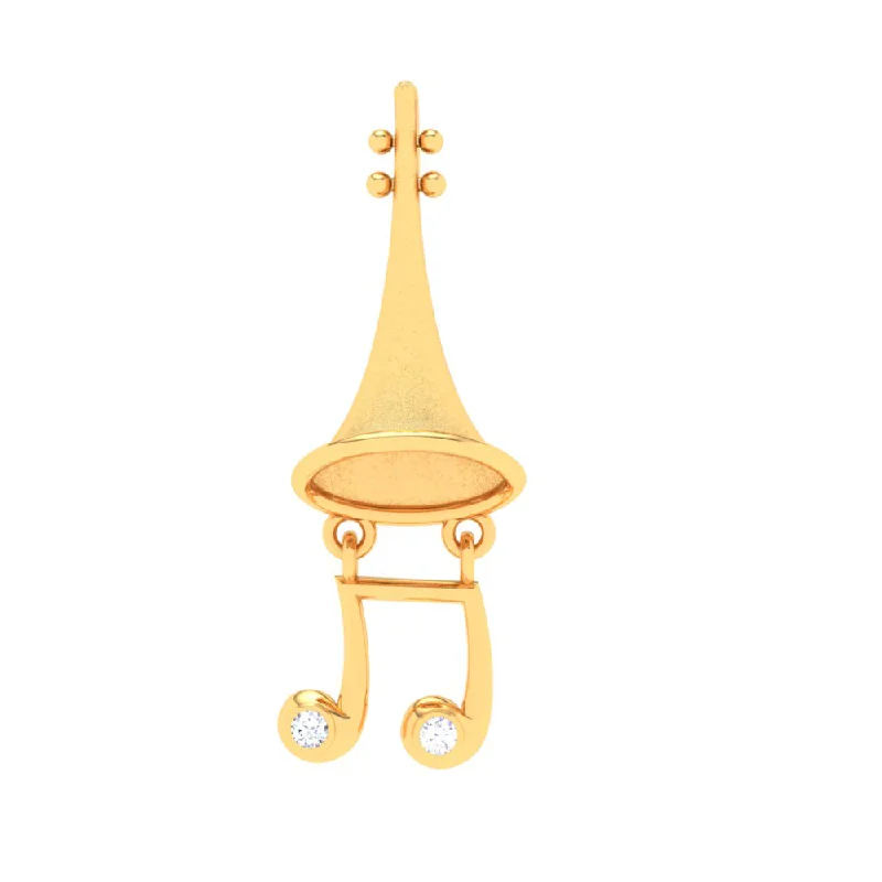 large heart-shaped gold necklace-14KT Musical Note Trumpet Gold Pendant From Amazea Collection