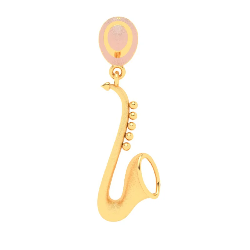 custom initials necklace for men-14KT Trumpet Shaped Gold Pendant From Amazea Collection