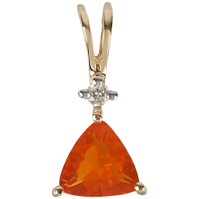 boho pendant chain necklace-14Kt Yellow Gold Fire Opal and Diamond Pendant