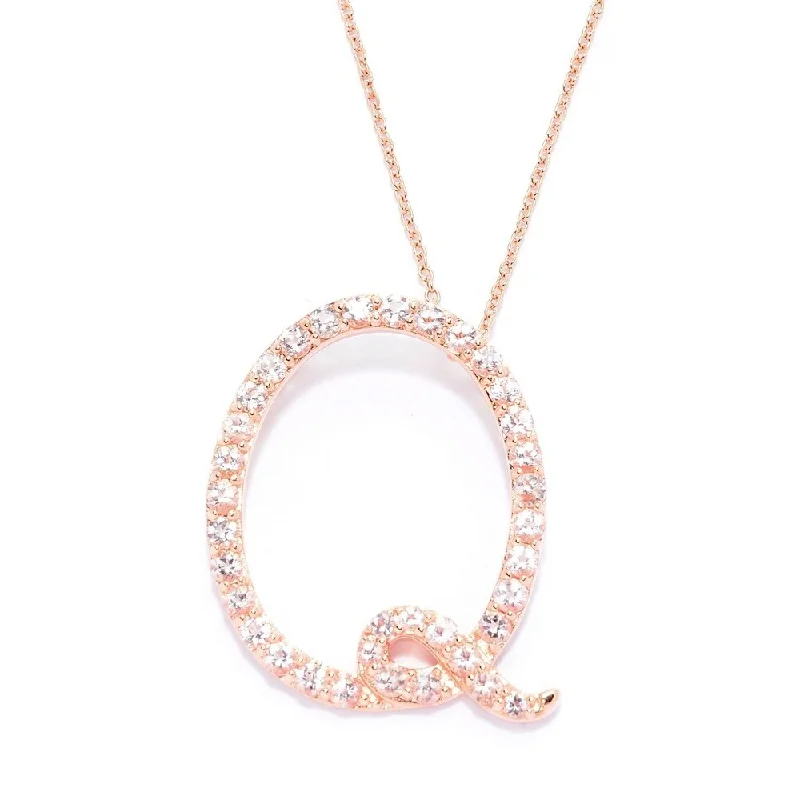 custom photo necklace for gift-18k Rose Gold over Sterling Silver Round Morganite Initial Q Necklace