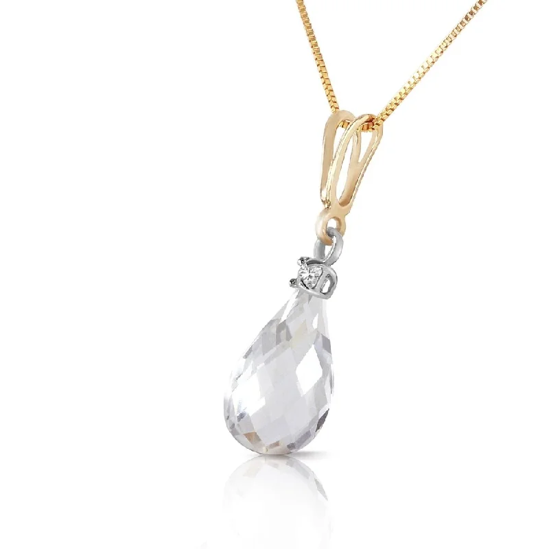 vintage gemstone pendant necklace-2.3 CTW 14K Solid Gold Abounding Grace White Topaz Necklace