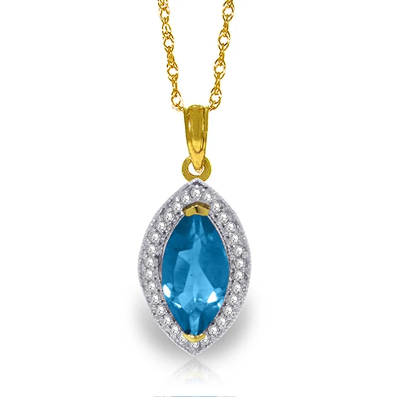 personalized couple’s heart necklace-2.4 Carat 14K Solid Gold Hayworth Blue Topaz Diamond Necklace