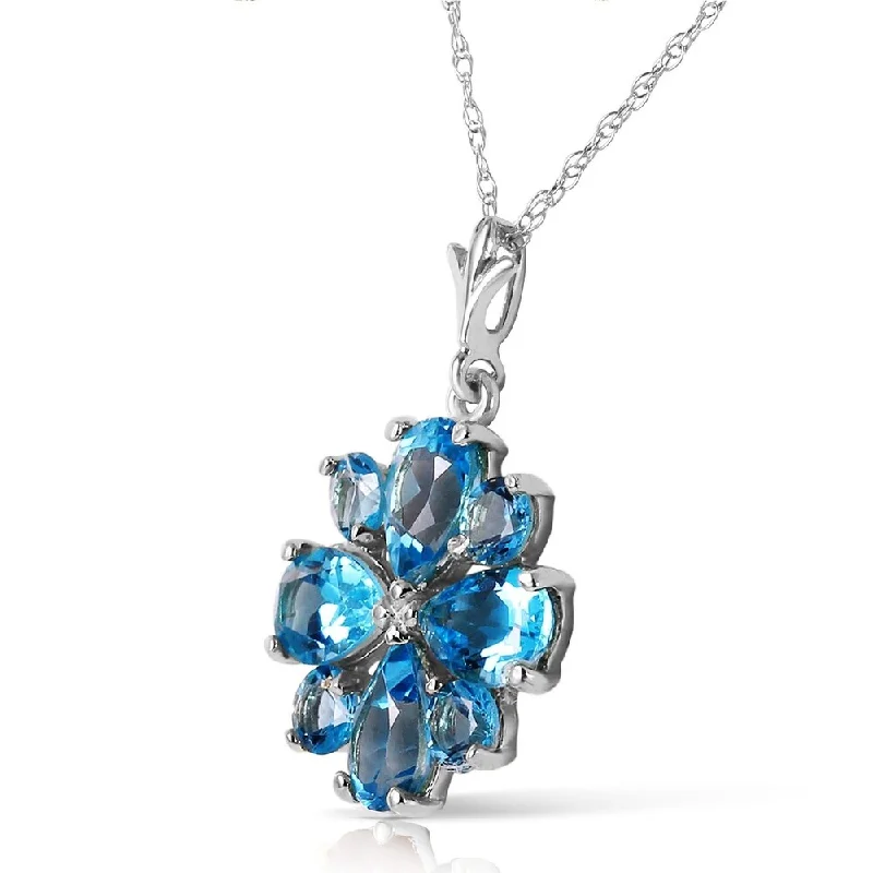 crystal bar necklace-2.43 CTW 14K Solid White Gold Don't Haste Blue Topaz Necklace