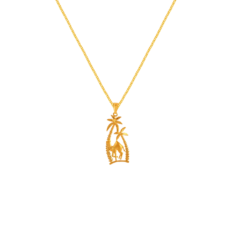 geometric pendant necklace-22k Desert Theme Gold Pendant From Mugdhaa Collection