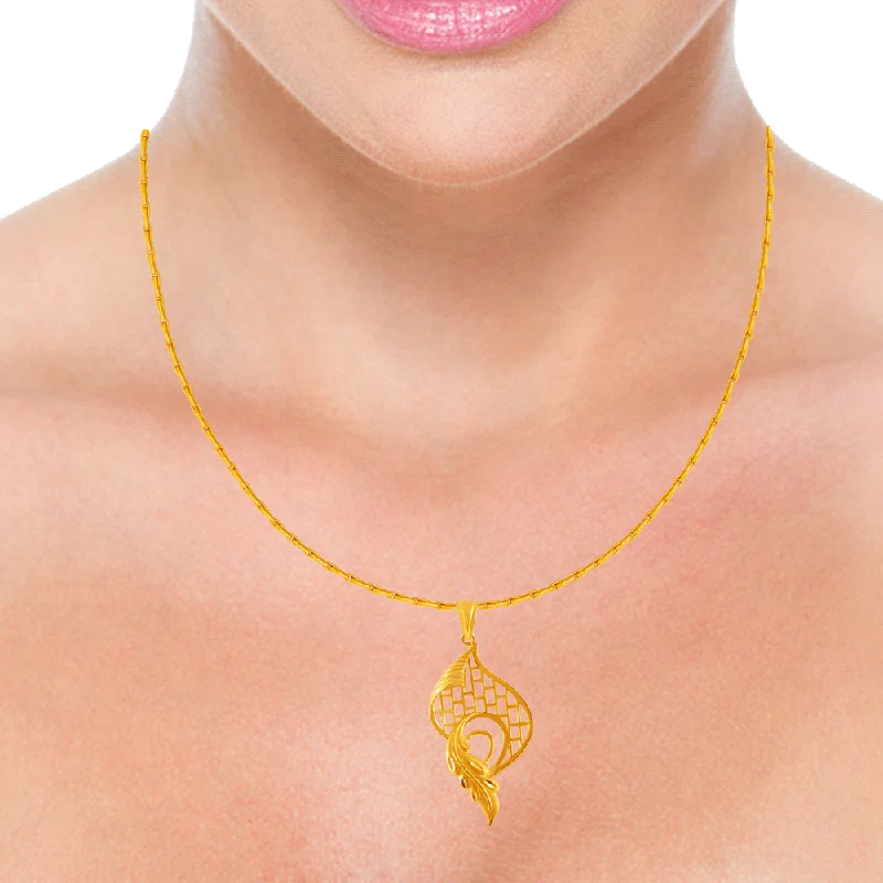 silver pendant necklace with crystal-22KT Yellow Gold Pendant For Women