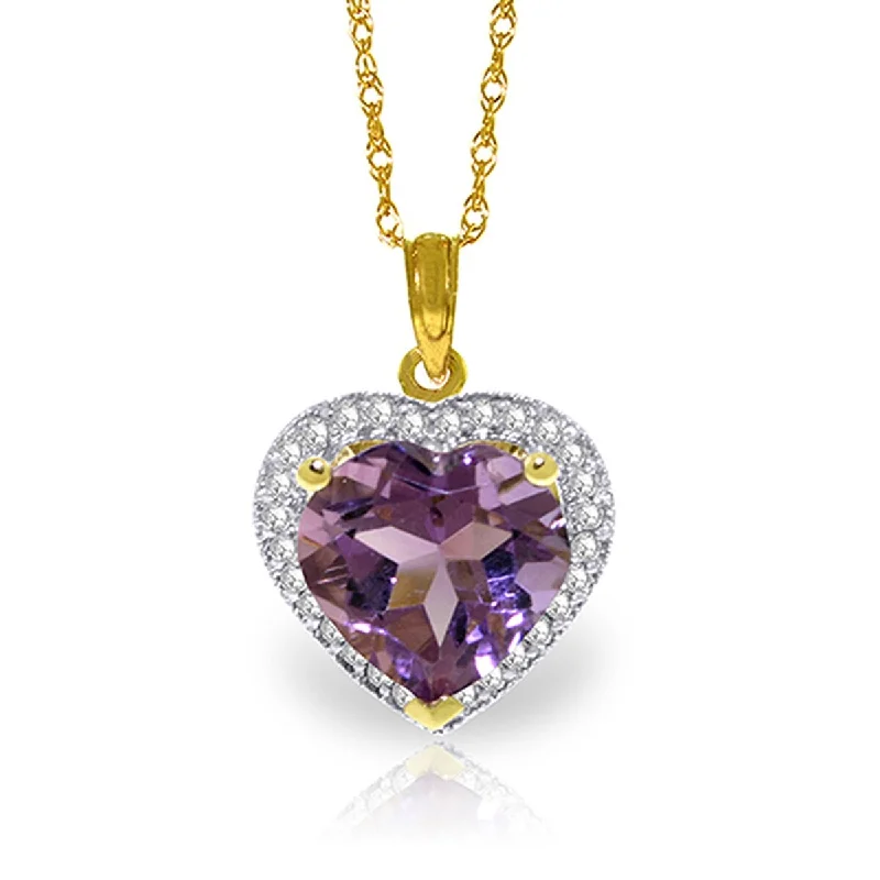 handmade custom pendant necklace-3.24 Carat 14K Solid Gold Elizabeth Amethyst Diamond Gemstone Necklace