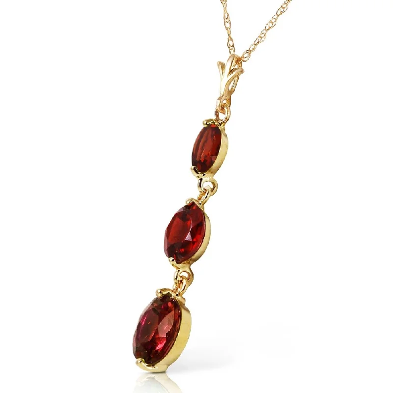 long pendant gold necklace-3.6 Carat 14K Solid Gold Eyes Of Happiness Garnet Necklace