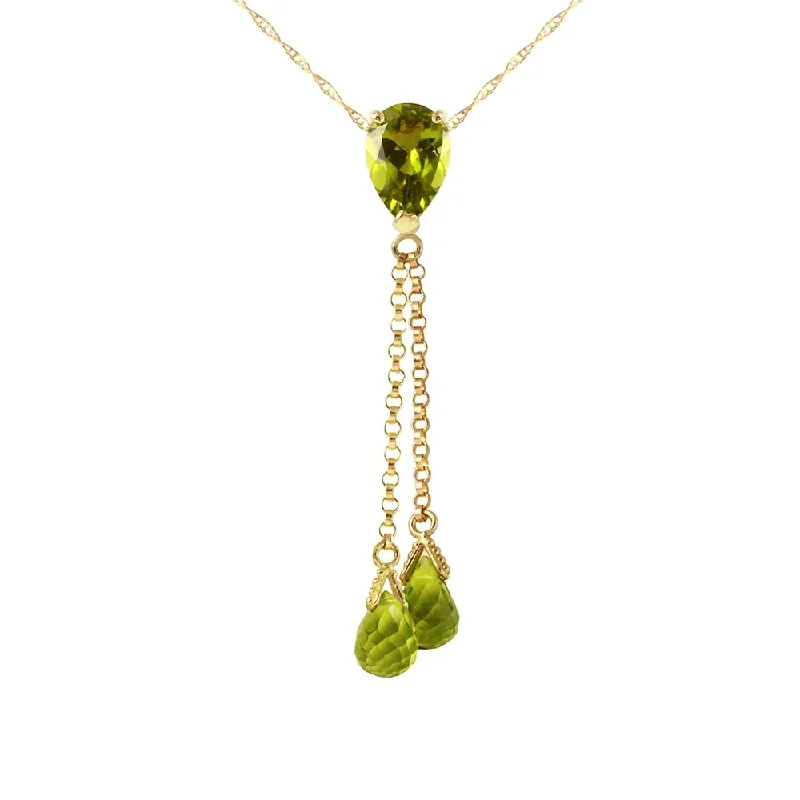 crystal butterfly necklace-3.75 Carat 14K Gold Necklace Peridot