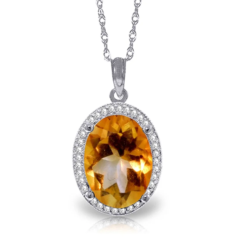 personalized gold pendant necklace-4.88 Carat 14K Solid Gold Loren Citrine Diamond Gemstone Necklace