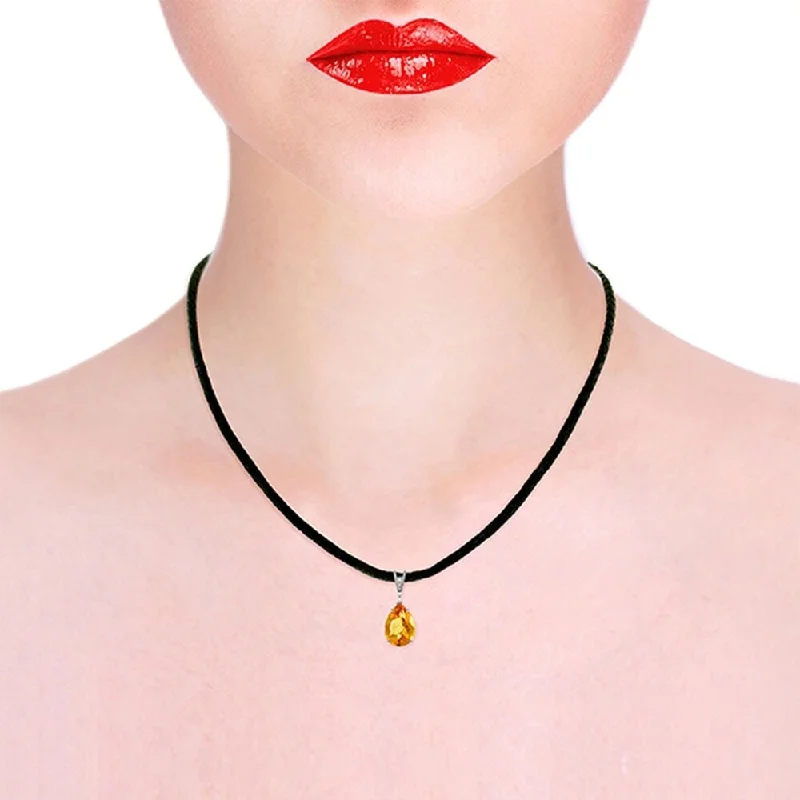 minimalistic pendant choker necklace-6.01 CTW 14K Solid White Gold Unfurl Citrine Diamond Necklace