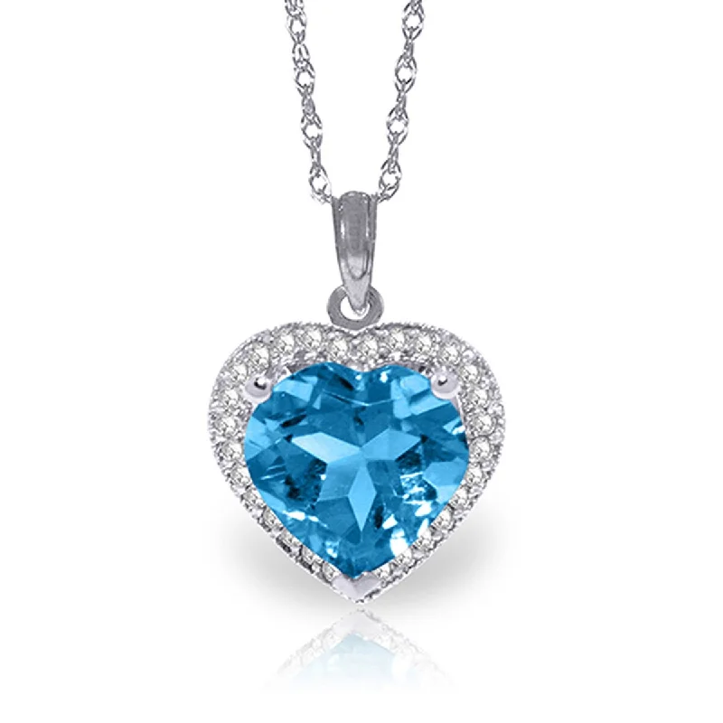 unique silver necklace-6.44 Carat 14K Solid Gold Elizabeth Blue Topaz Diamond Necklace