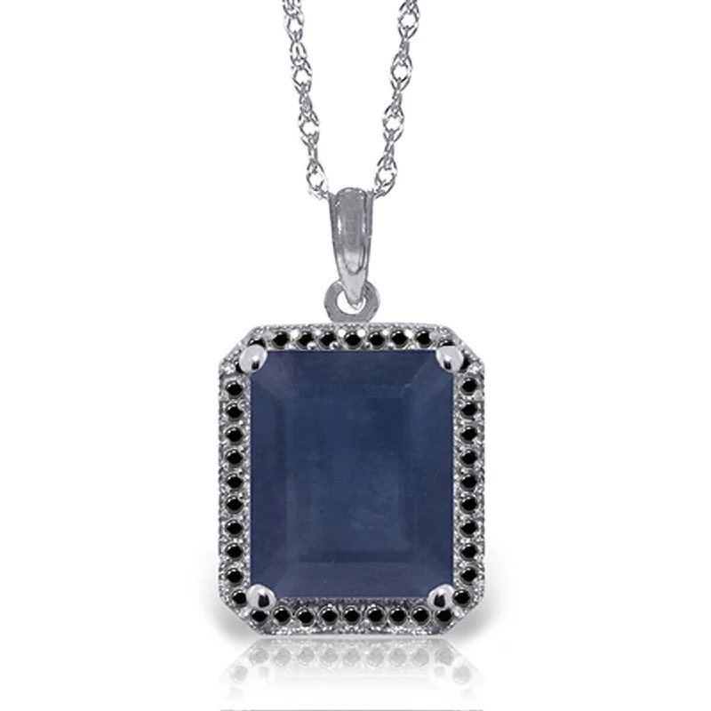 handmade charm necklace-6.60 Carat 14K Solid Gold Necklace w/ Black Diamonds & Sapphire