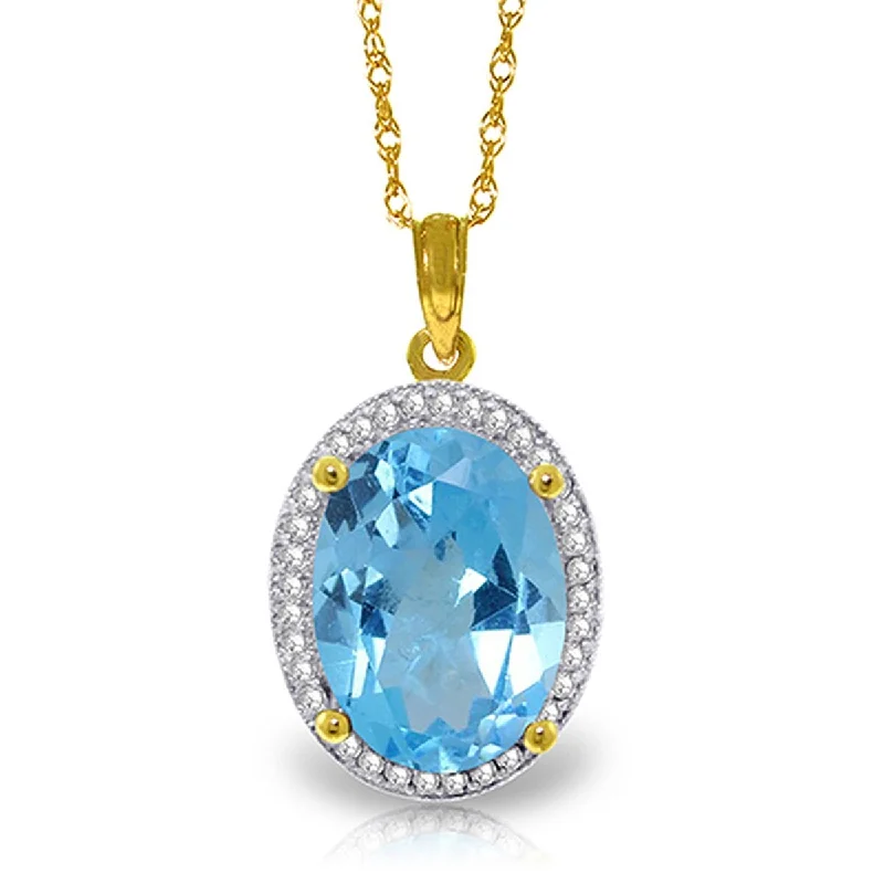 simple gemstone chain necklace-7.58 Carat 14K Solid Gold Loren Blue Topaz Diamond Gemstone Necklace