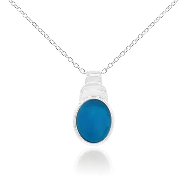 men’s personalized bar necklace-925 Sterling Silver Neon Blue Opal Pendant