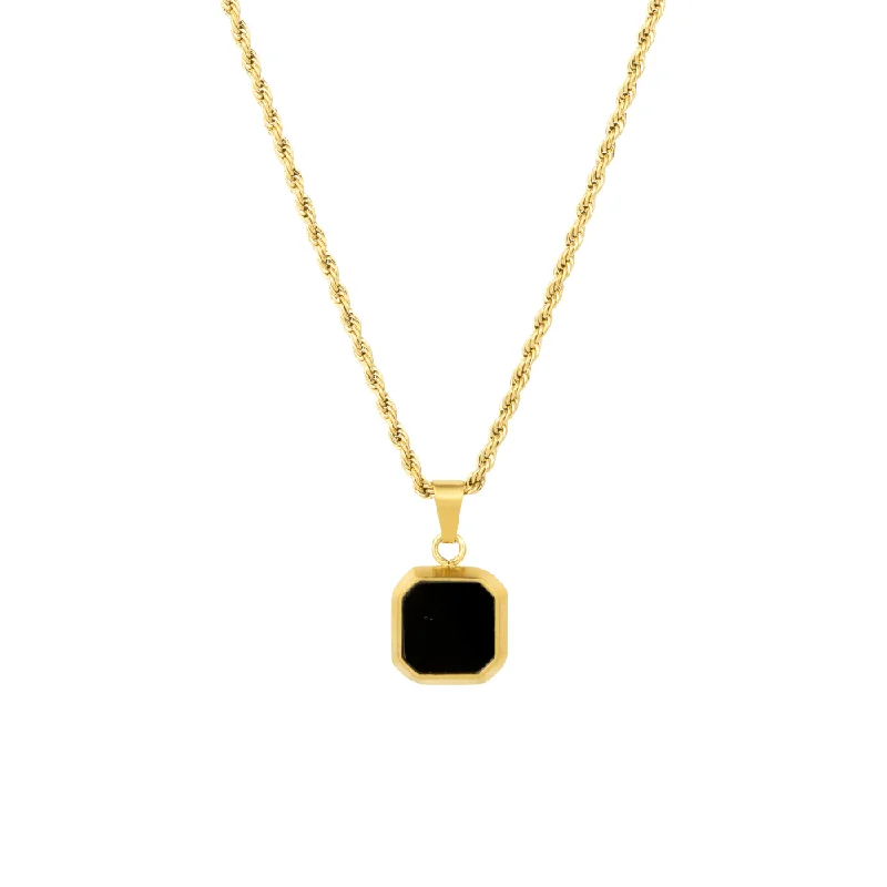 custom pendant necklace for her-Black & Gold Onyx Pendant