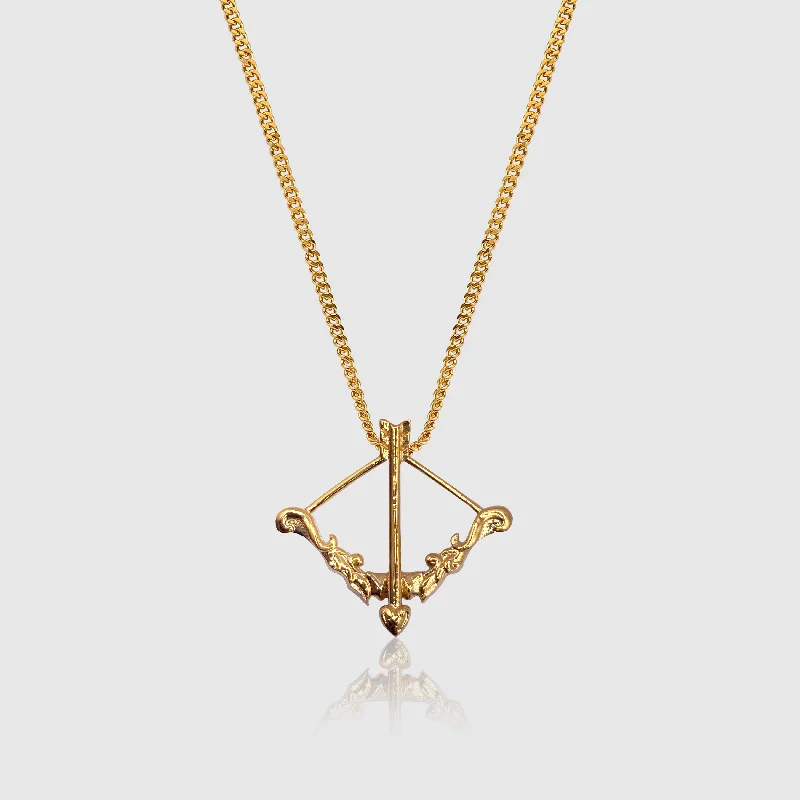 silver statement pendant necklace-Crossbow (Gold)