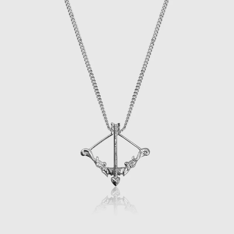 dainty circle pendant necklace-Crossbow (Silver)