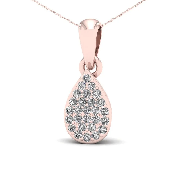 minimalistic gemstone pendant necklace-De Couer 1/10ct TDW Diamond Pear Shape Necklace - Pink