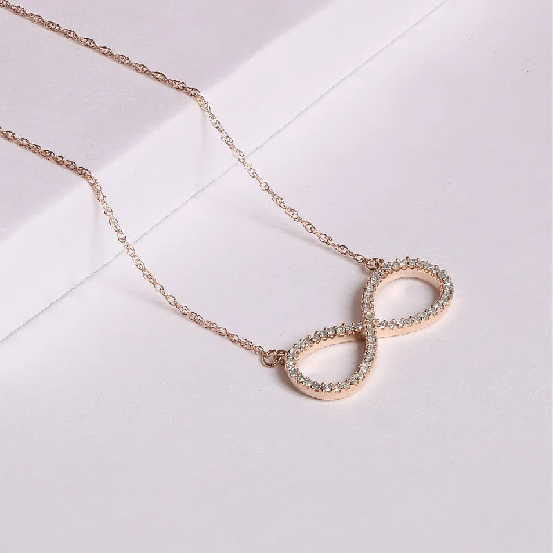 sterling silver infinity pendant necklace-De Couer 10k Gold 1/6ct TDW Diamond Infinity Loop Necklace