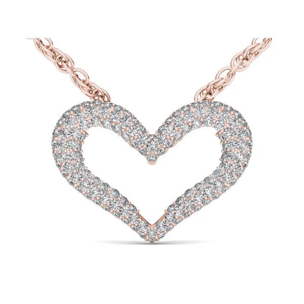 crystal teardrop pendant necklace-De Couer 10k Rose Gold 1/3ct TDW Diamond Heart Necklace - Pink